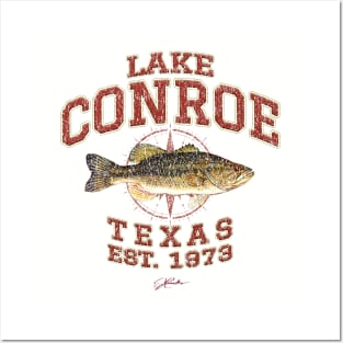 Lake Conroe, Texas, Est. 1973, with Largemouth Bass Posters and Art